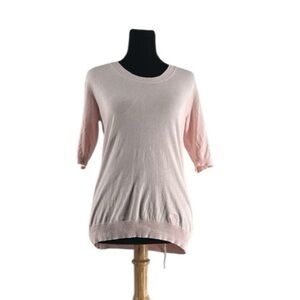 Burberry knit top silk cashmere blend light pink minimalist luxury soft sz sm